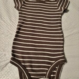 Carter's Brown and White Striped Rib-Knit One-Piece Bodysuit